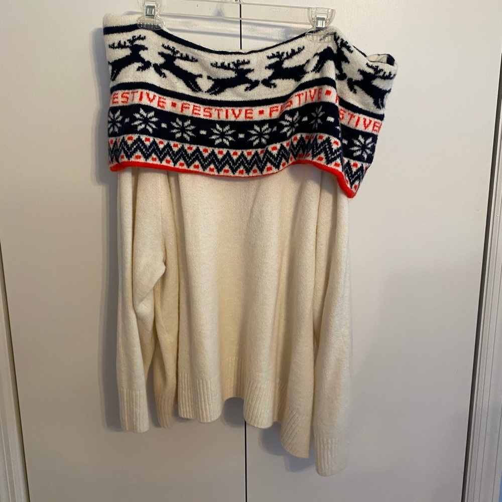 H&M Plus Off-the-shoulder festive holiday sweater size 2XL